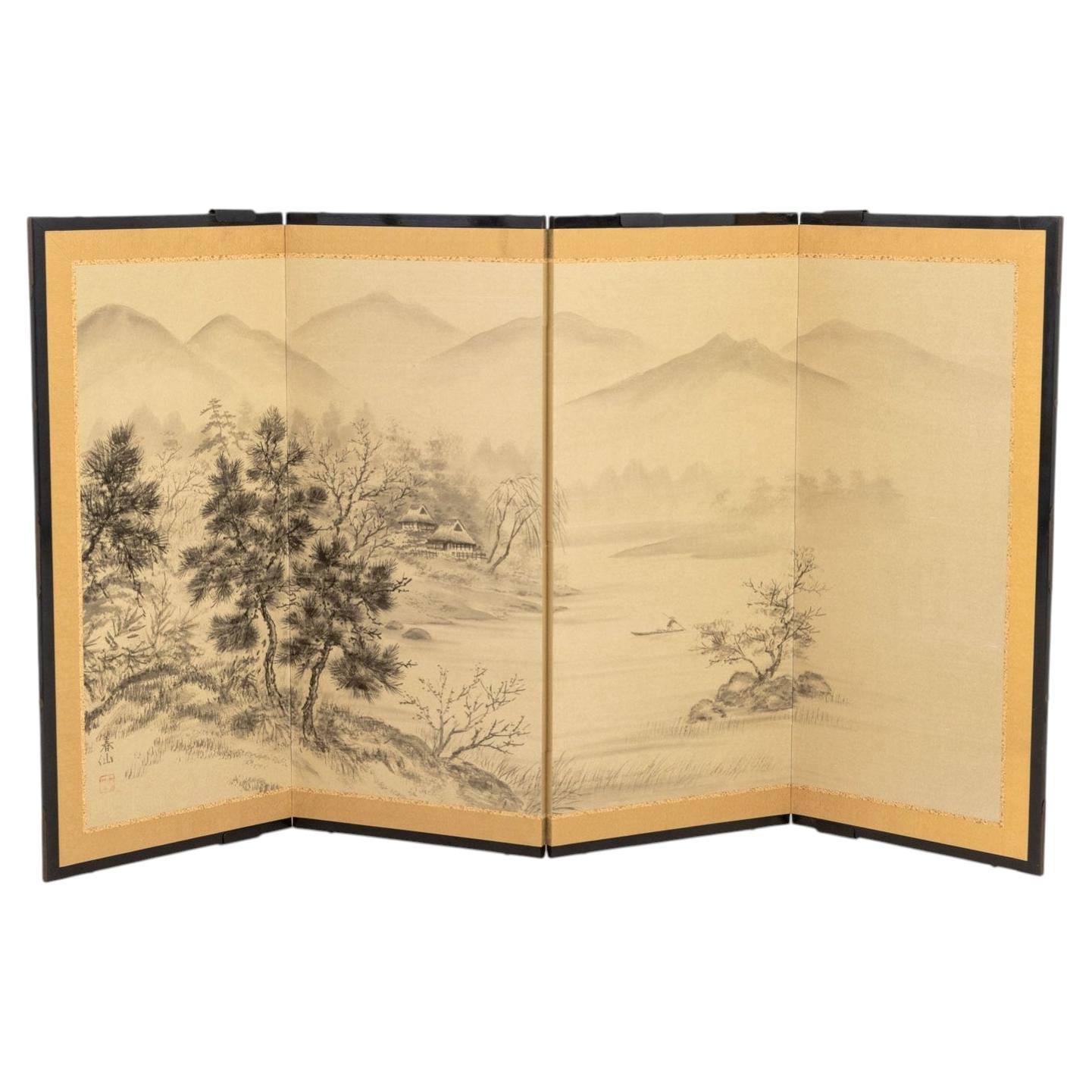 Japanese Four-Panel Byobu Screen