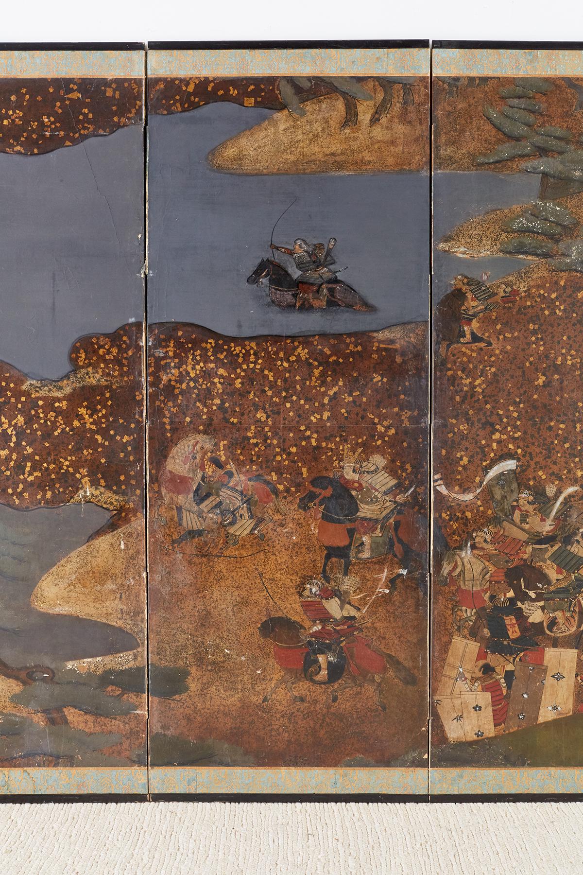 Japanese Four-Panel Edo Screen Battle of Yashima In Fair Condition In Rio Vista, CA