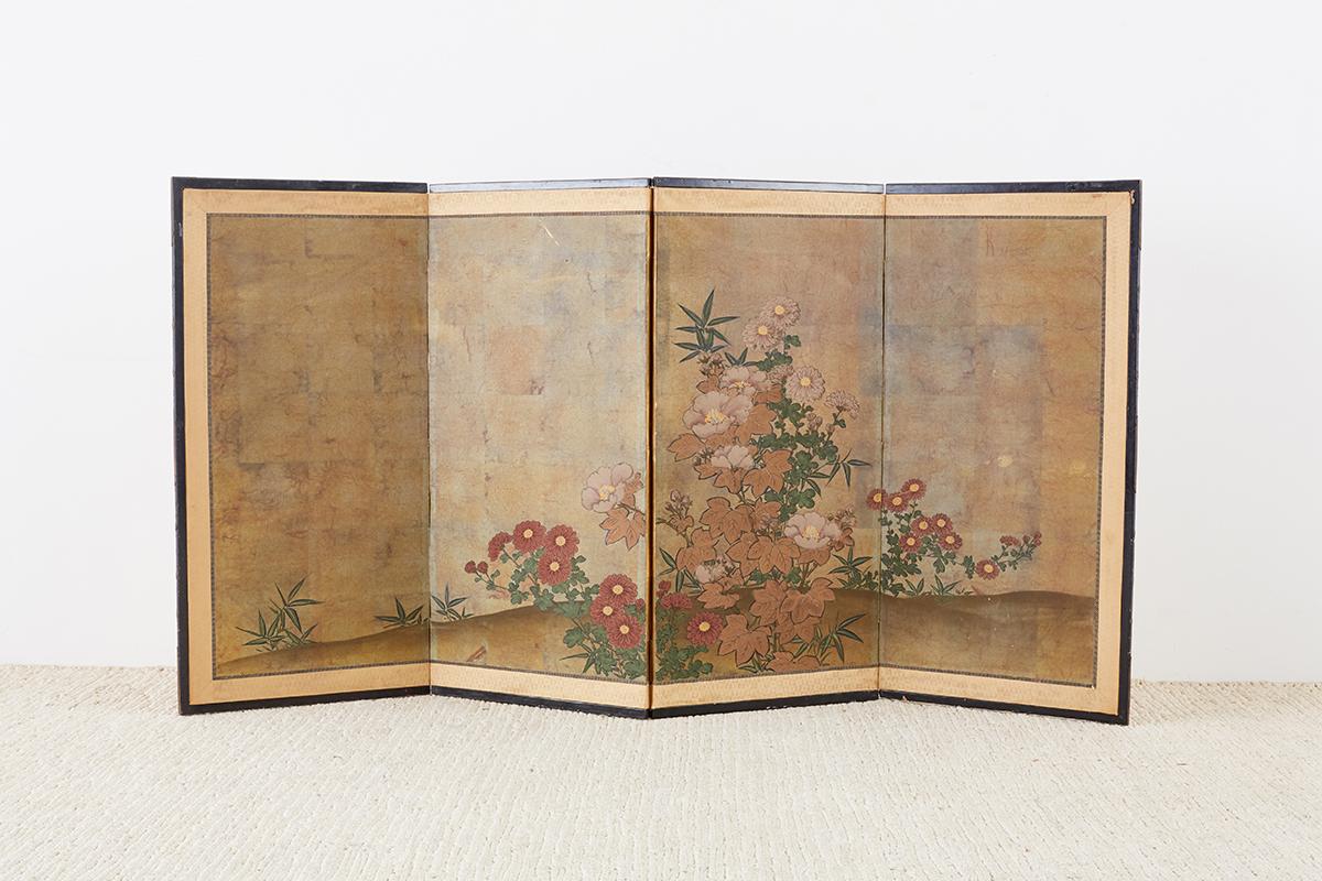 Japanese Four-Panel Flowers of Autumn Byobu Screen 8