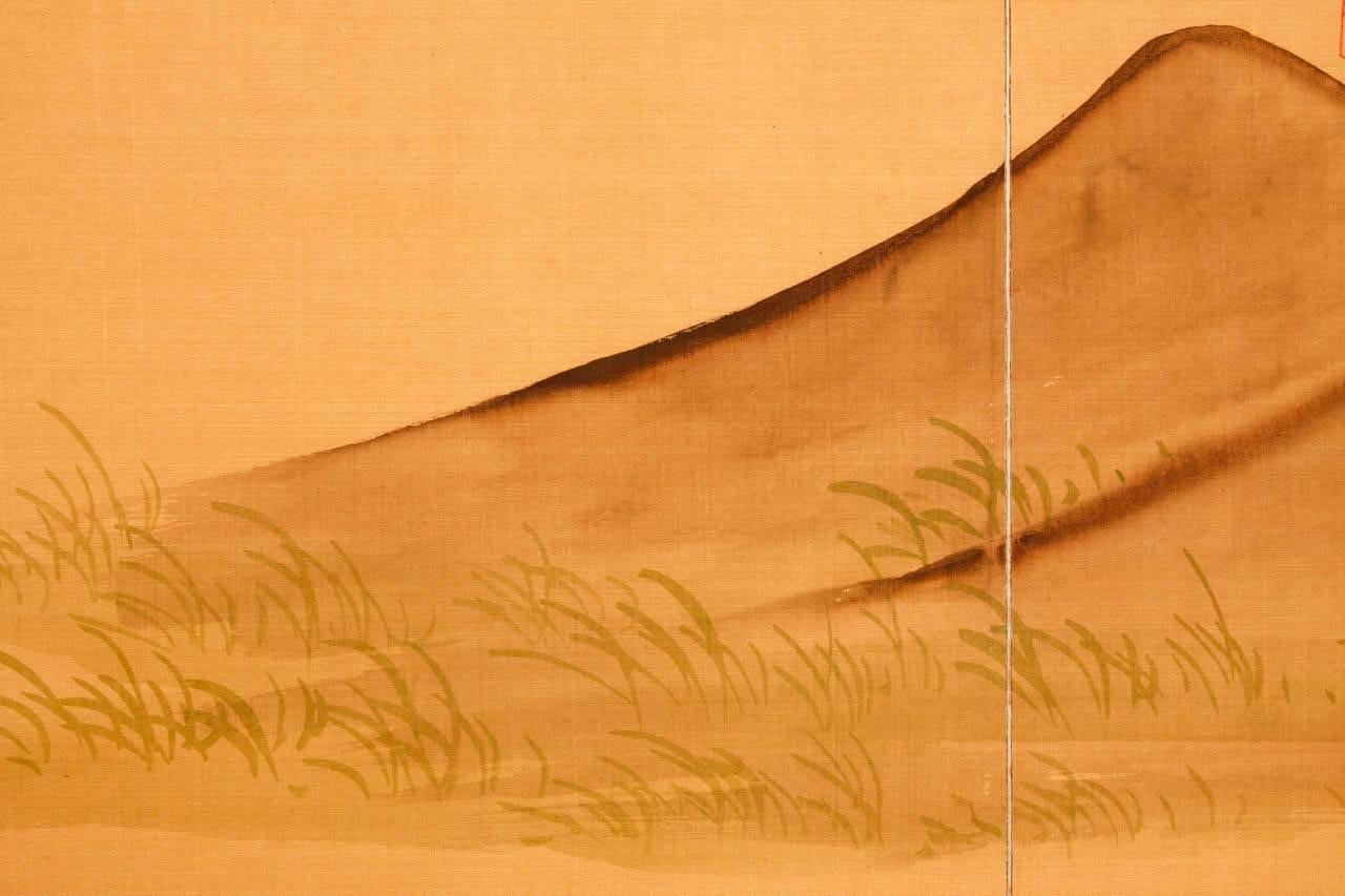 Japanese Style Four Panel Folding Screen with Ducks In Good Condition In Rio Vista, CA