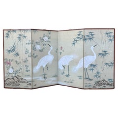 Serigrafía japonesa de cuatro paneles pintada a mano