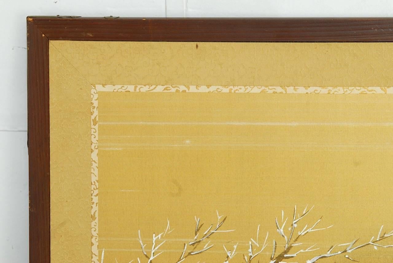 Japanese Four-Panel Painted Silk Landscape Byobu Screen 2