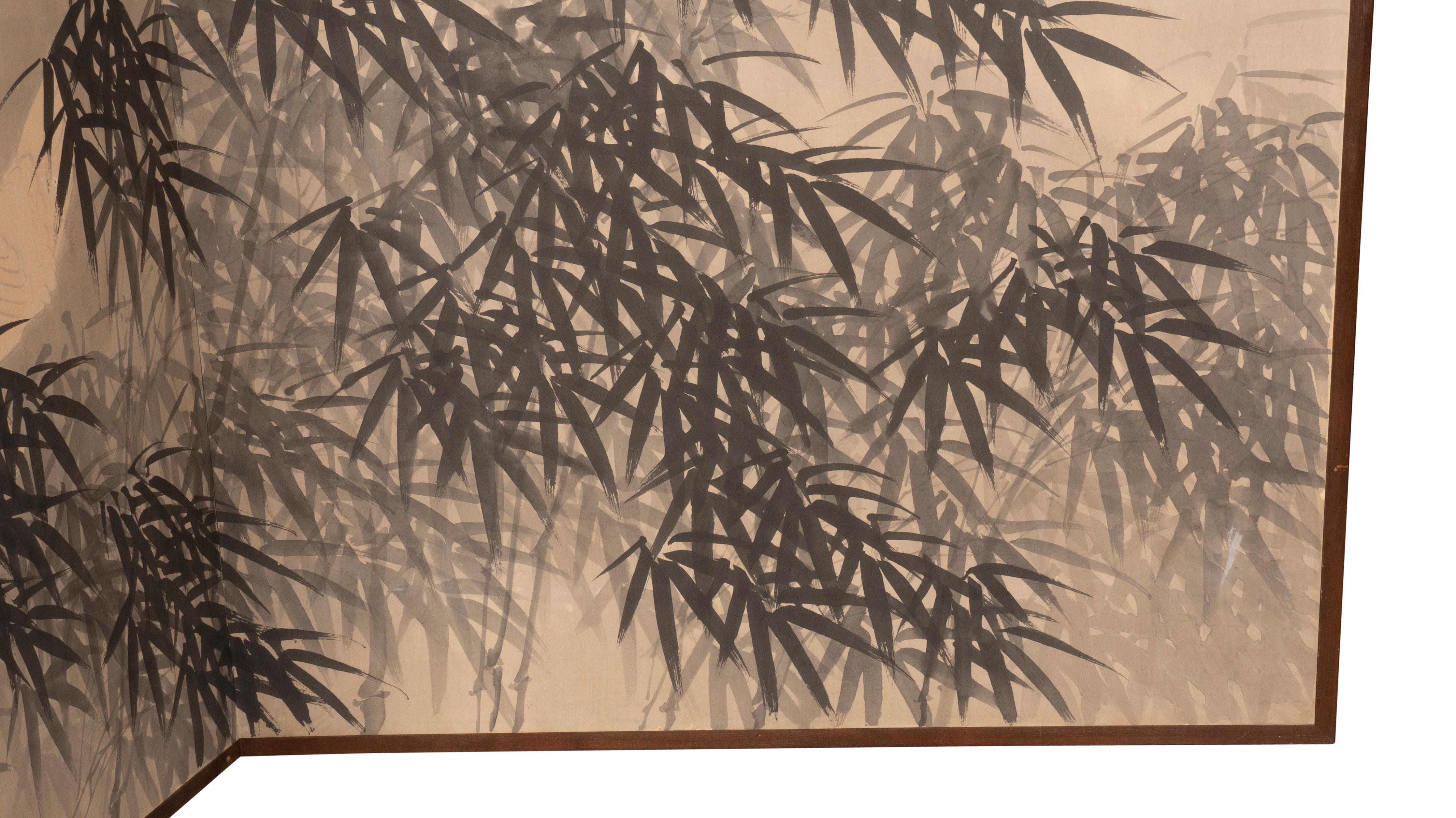 Japanese Four Panel Paper Screen For Sale 6