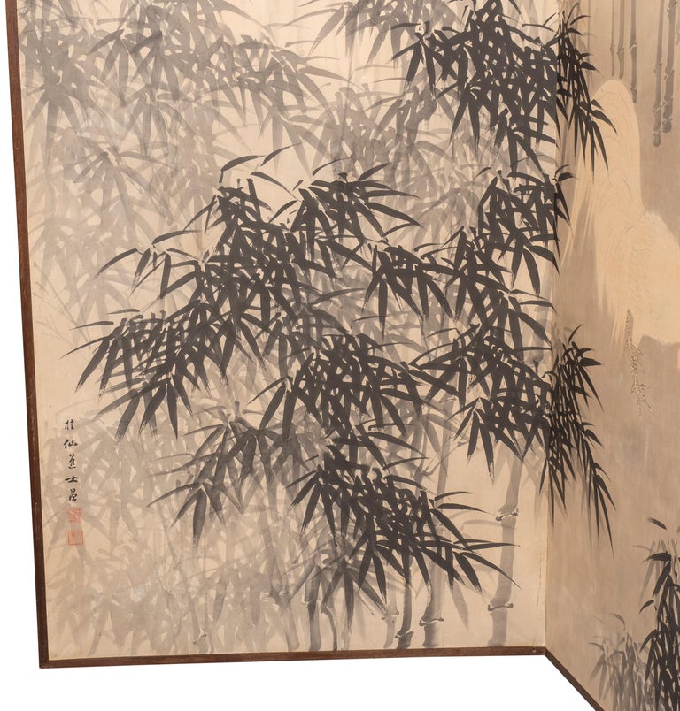 Japanese Four Panel Paper Screen For Sale 10