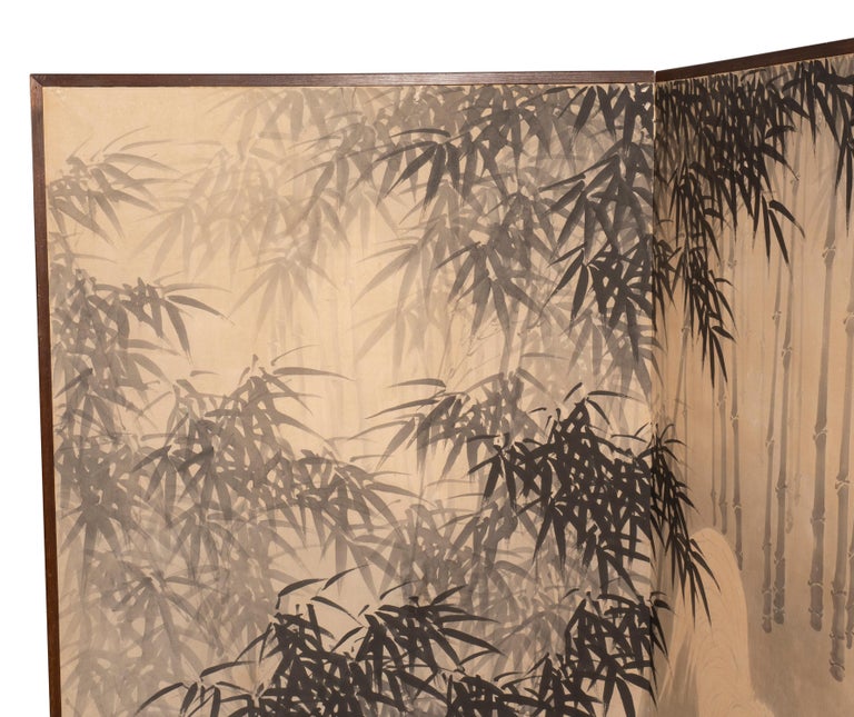 Japanese Four Panel Paper Screen For Sale 11