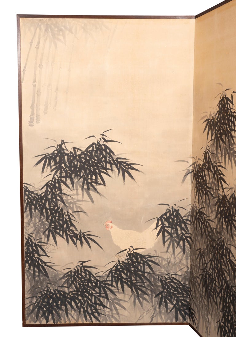 Japanese Four Panel Paper Screen For Sale 2