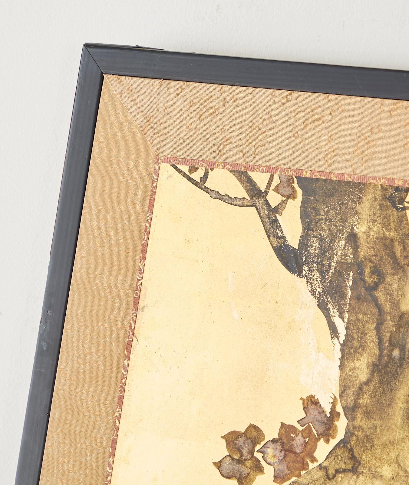 Ecran japonais Rimpa à quatre panneaux Paysage floral d'automne en vente 1