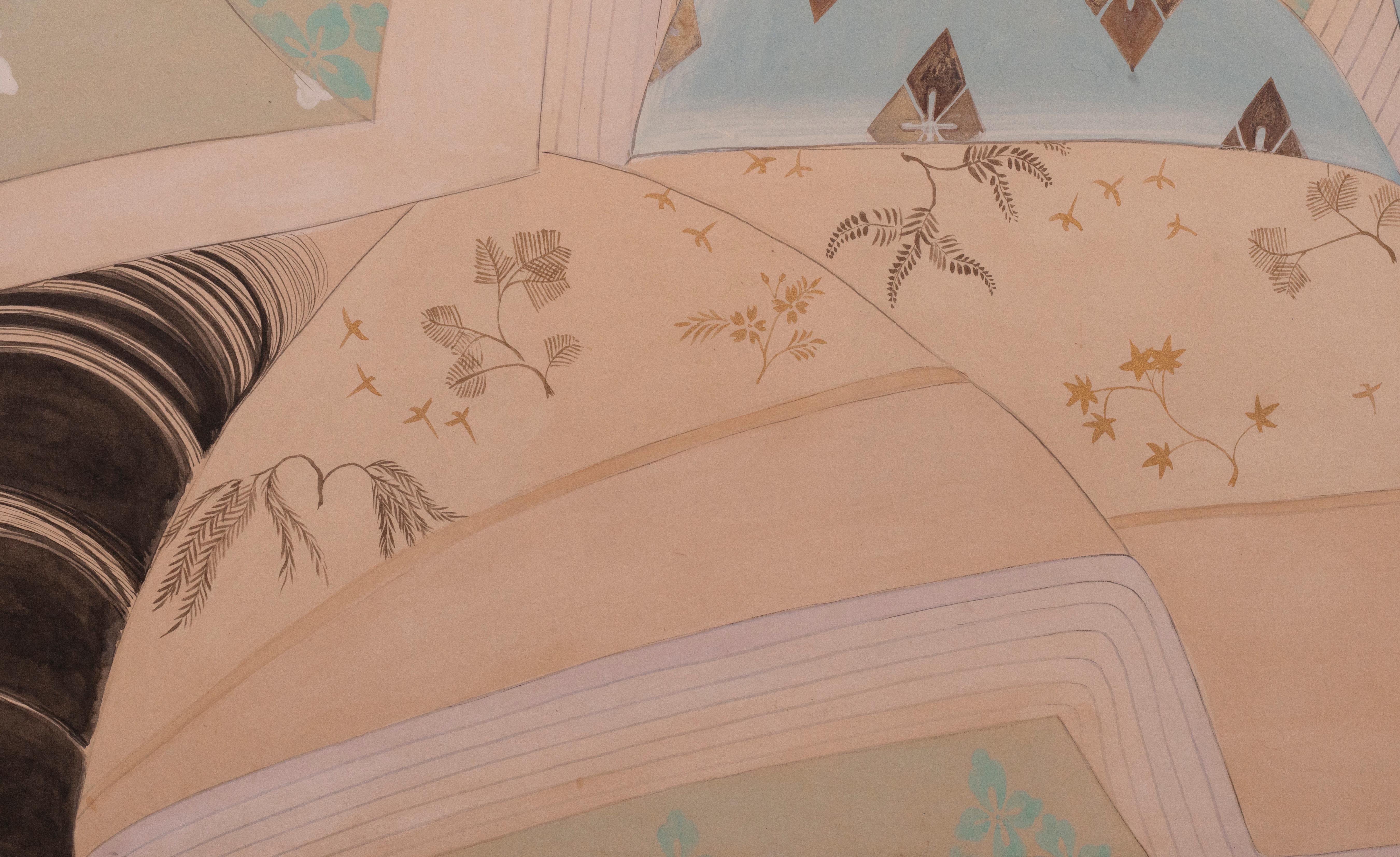 Biombo japonés de cuatro paneles: Una escena de las Colas de Genji en venta 2