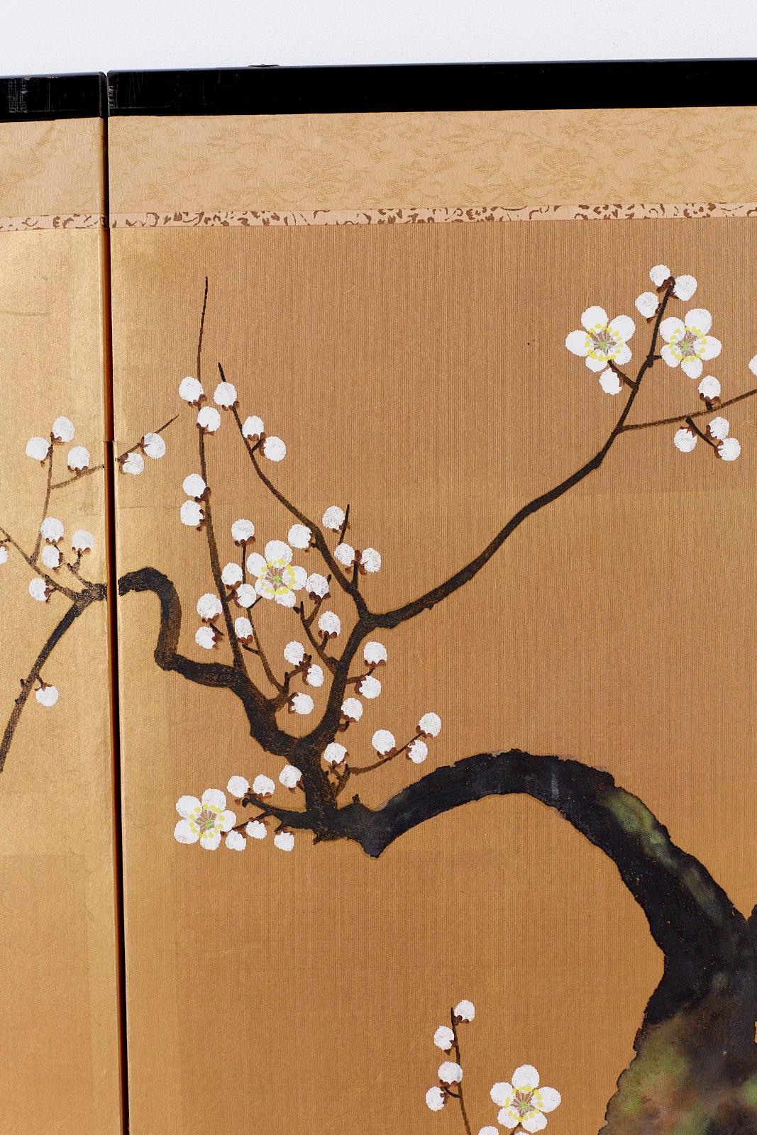 Japanese Four Panel Screen Ancient Sakura Cherry Blossom  1