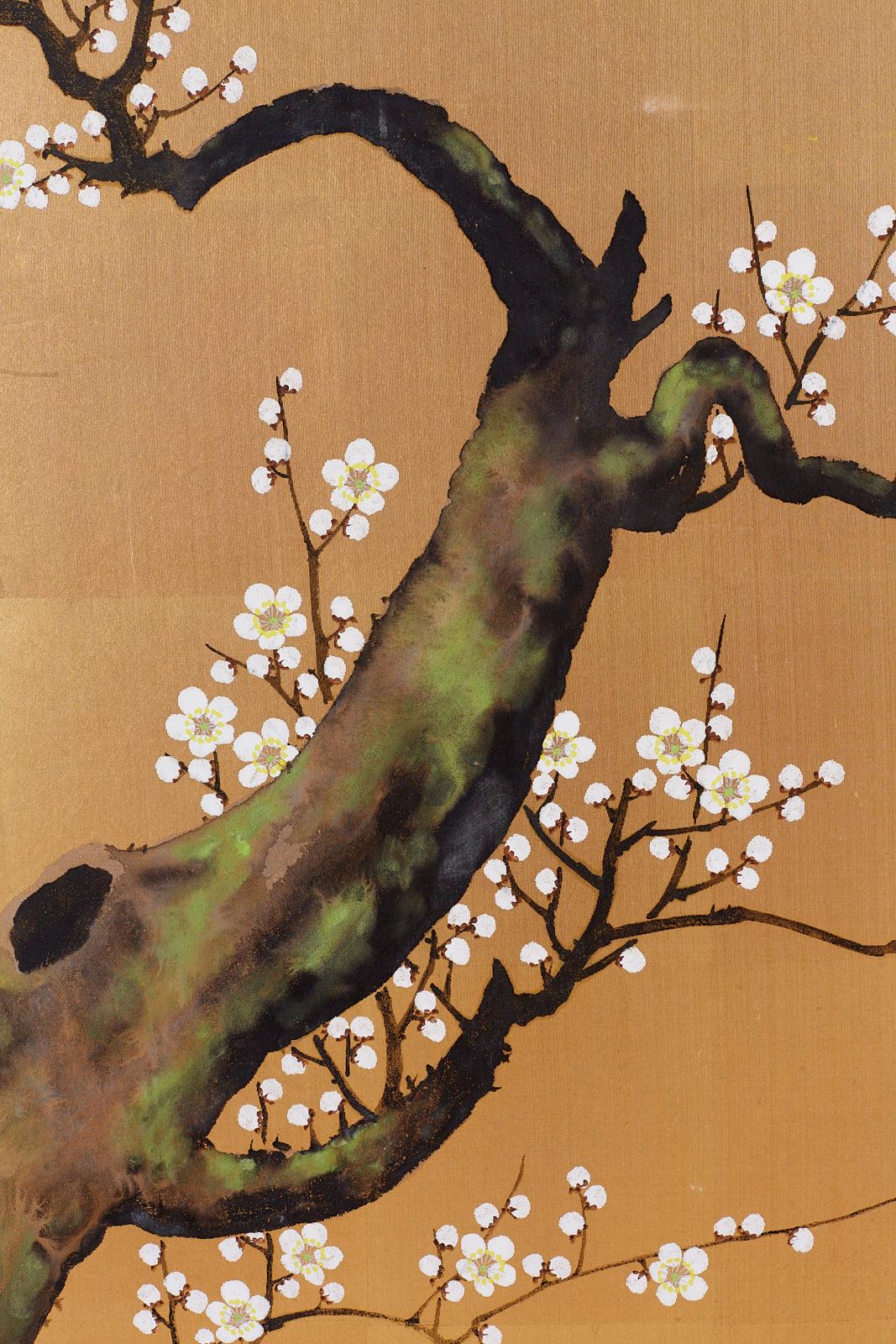 Japanese Four Panel Screen Ancient Sakura Cherry Blossom  3