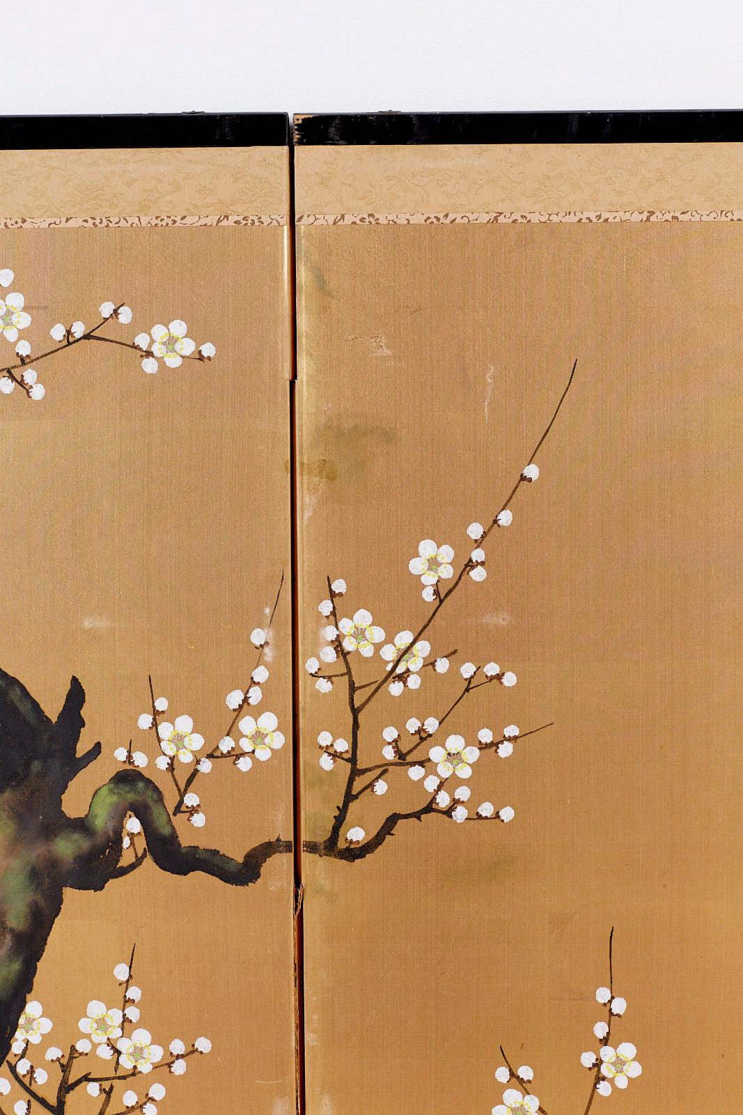 Japanese Four Panel Screen Ancient Sakura Cherry Blossom  4