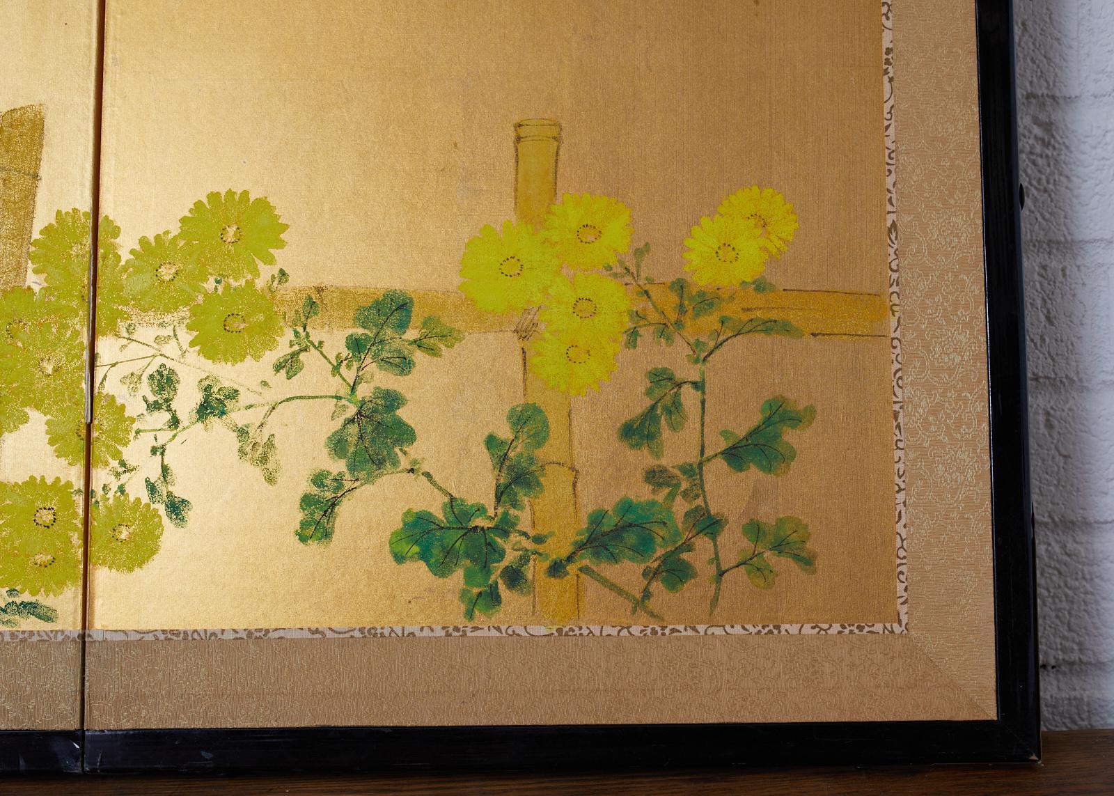 Japanese Four-Panel Screen Autumn Maple and Chrysanthemum 4