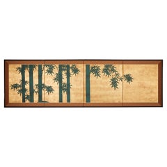 7332 asian paints Japanese Four Panel Screen: Bamboo on Gold