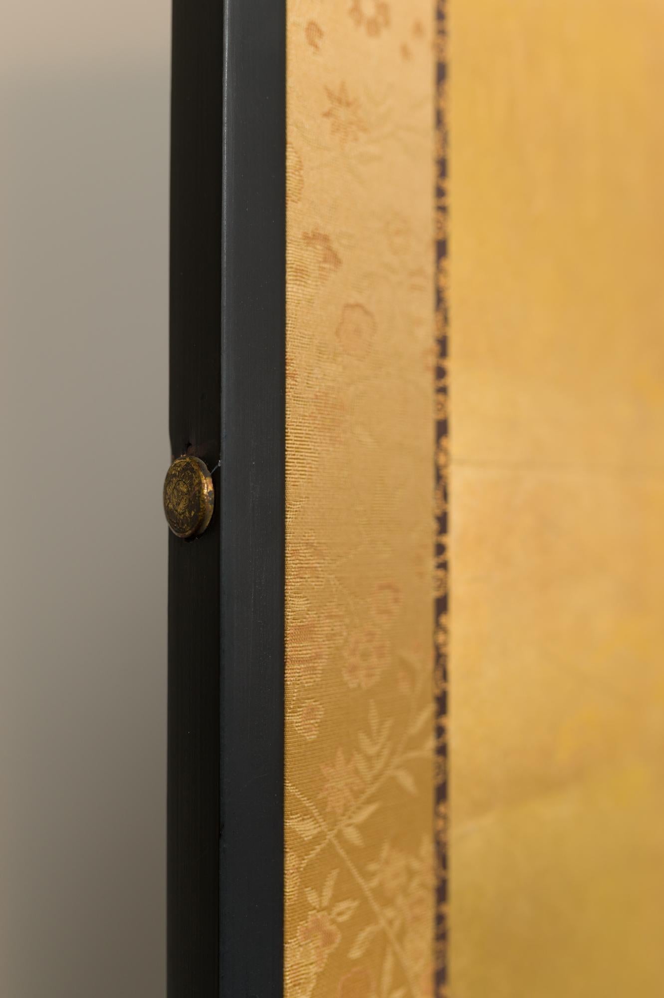 Japanese Four Panel Screen Buck and Doe with Autumn Maple on Gold 1