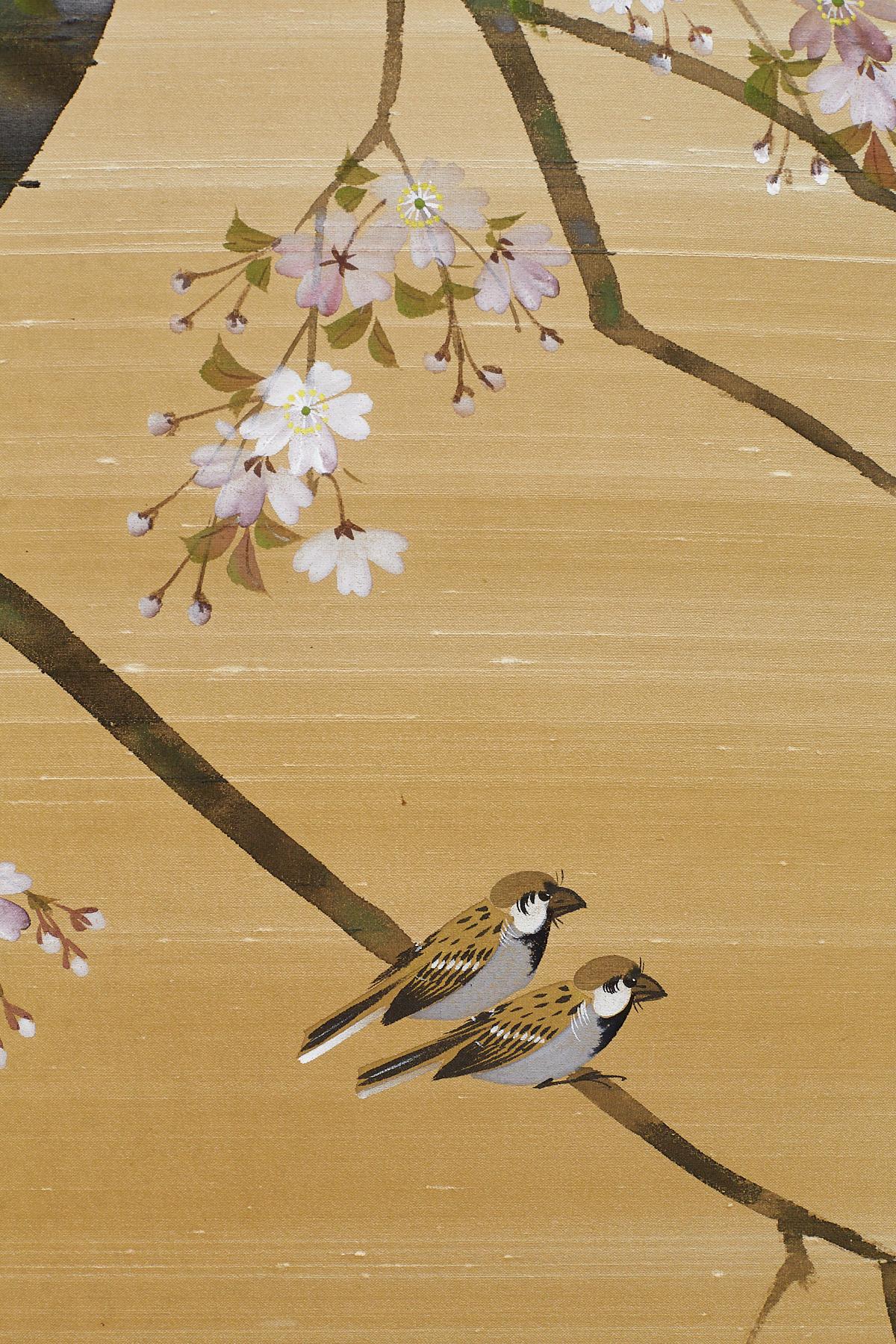 Japanese Four-Panel Screen Cherry Blossoms on Silk 6
