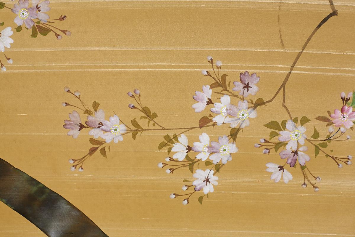 Japanese Four-Panel Screen Cherry Blossoms on Silk 7
