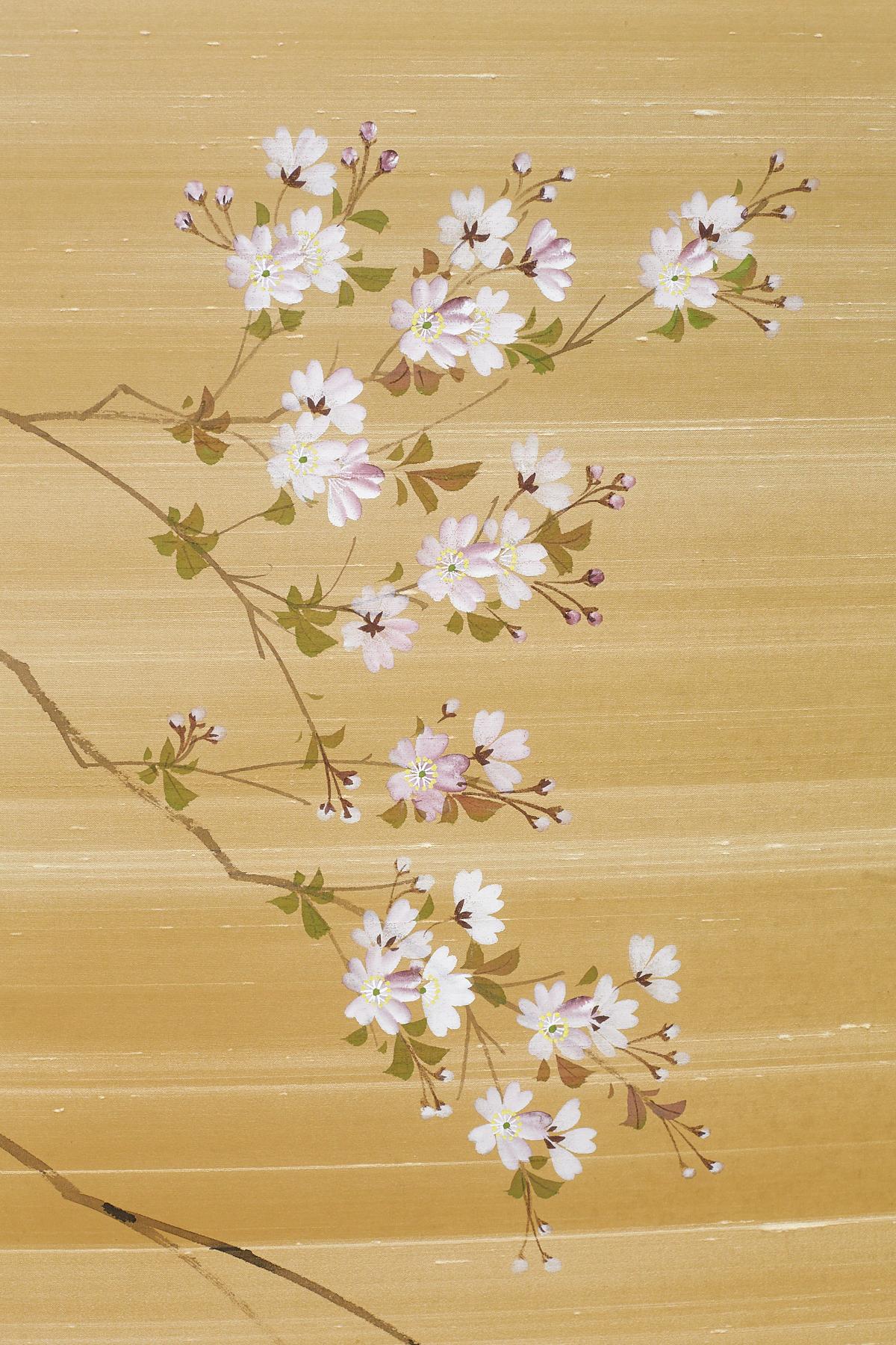 Japanese Four-Panel Screen Cherry Blossoms on Silk 8