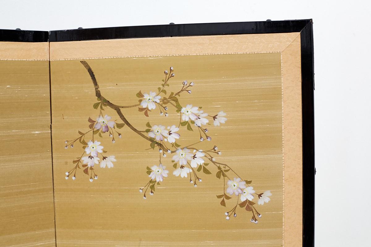 Japanese Four-Panel Screen Cherry Blossoms on Silk 9