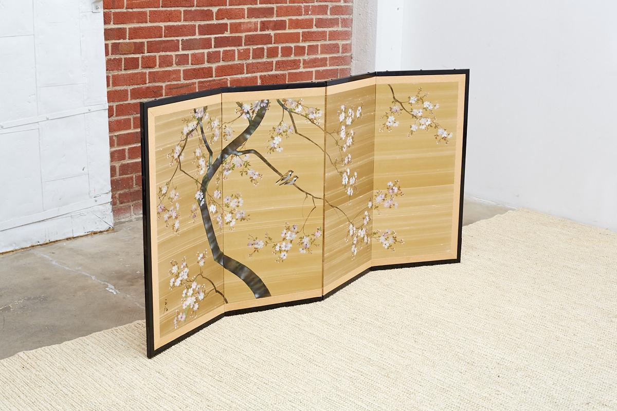 Japanese Four-Panel Screen Cherry Blossoms on Silk 11