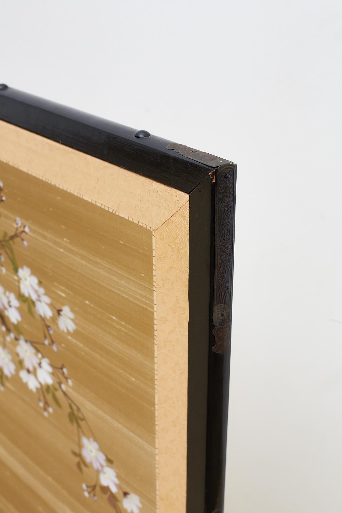 Japanese Four-Panel Screen Cherry Blossoms on Silk 3