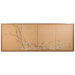Japanese Four-Panel Screen Cherry in the Moonlight