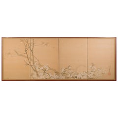 Japanese Four-Panel Screen Cherry in the Moonlight