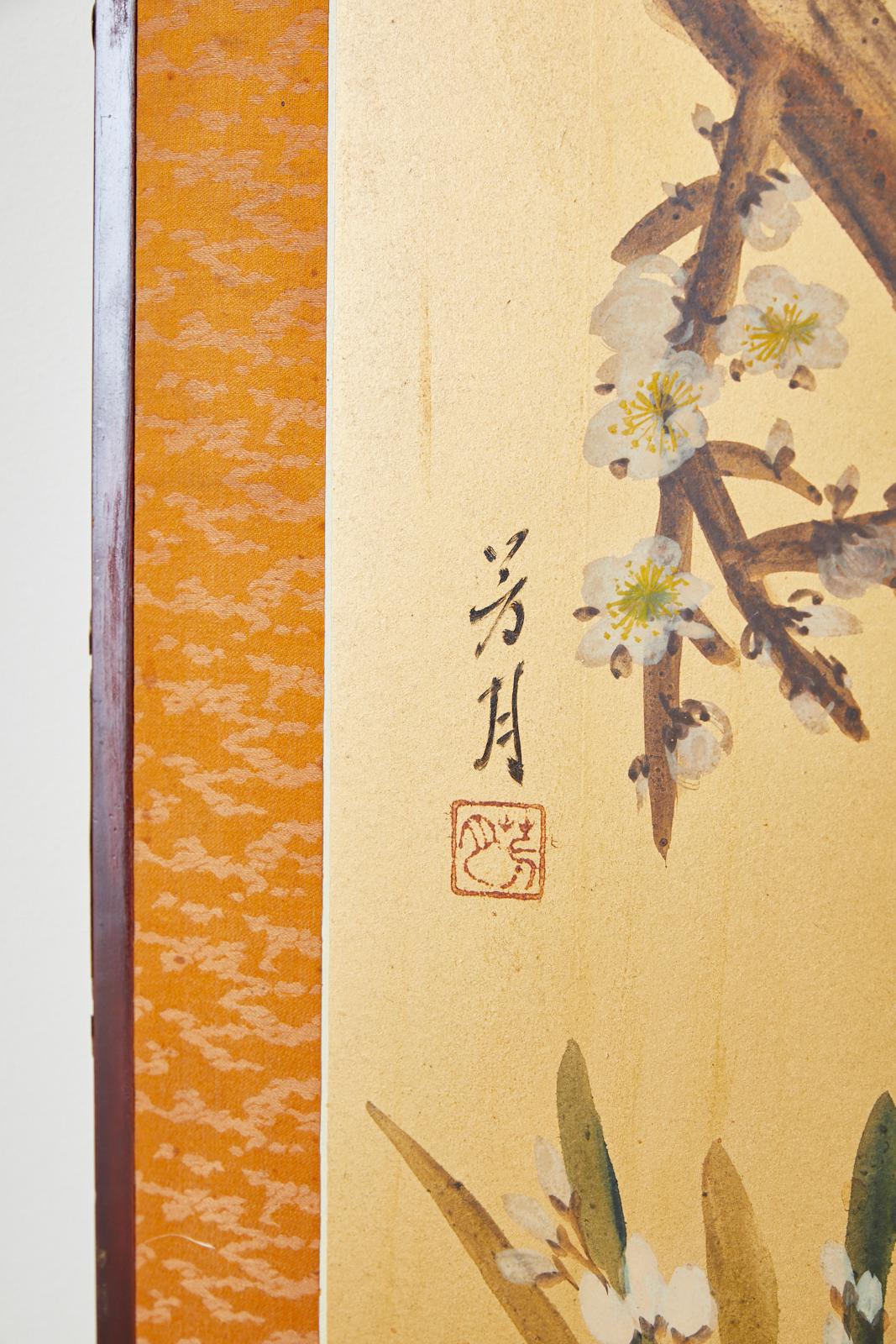 Japanese Four-Panel Screen Flowering Plum Tree 4