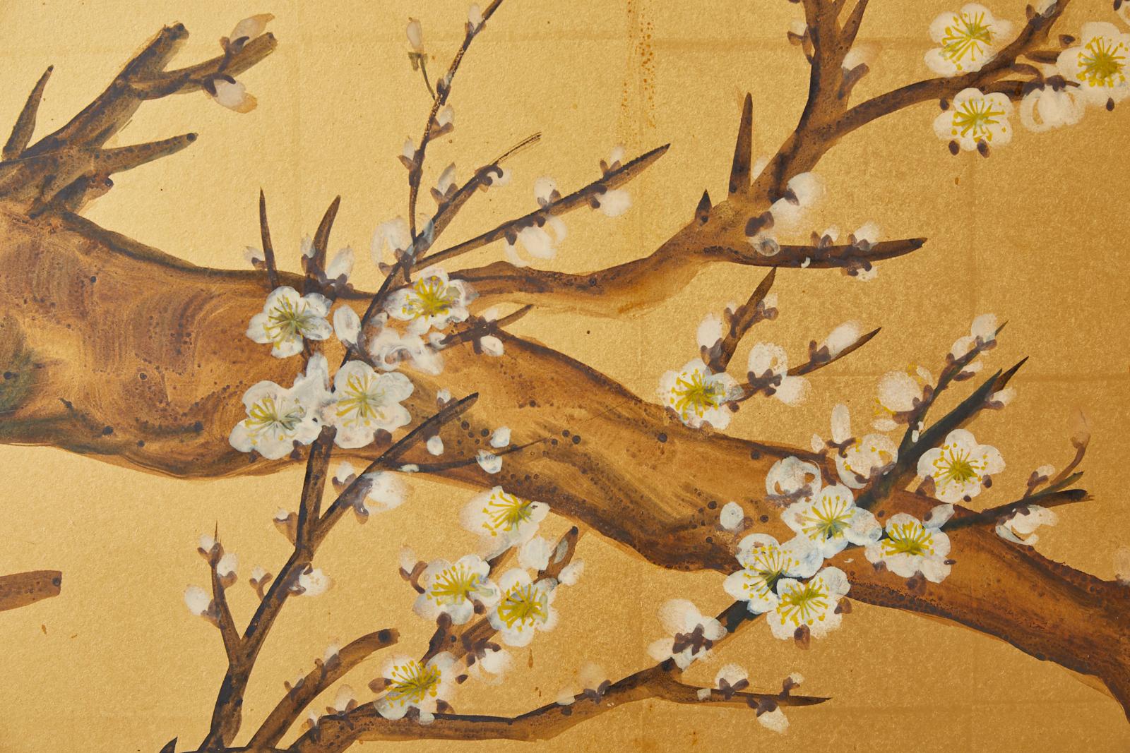 Japanese Four-Panel Screen Flowering Plum Tree 1