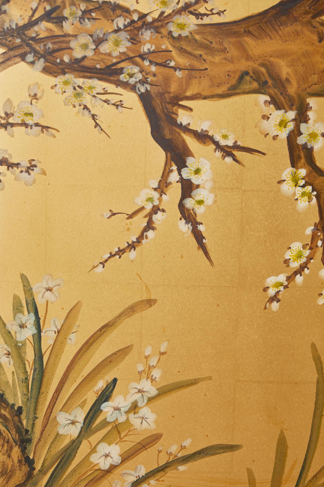 Japanese Four-Panel Screen Flowering Plum Tree 2