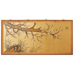 Japanese Four-Panel Screen Flowering Plum Tree
