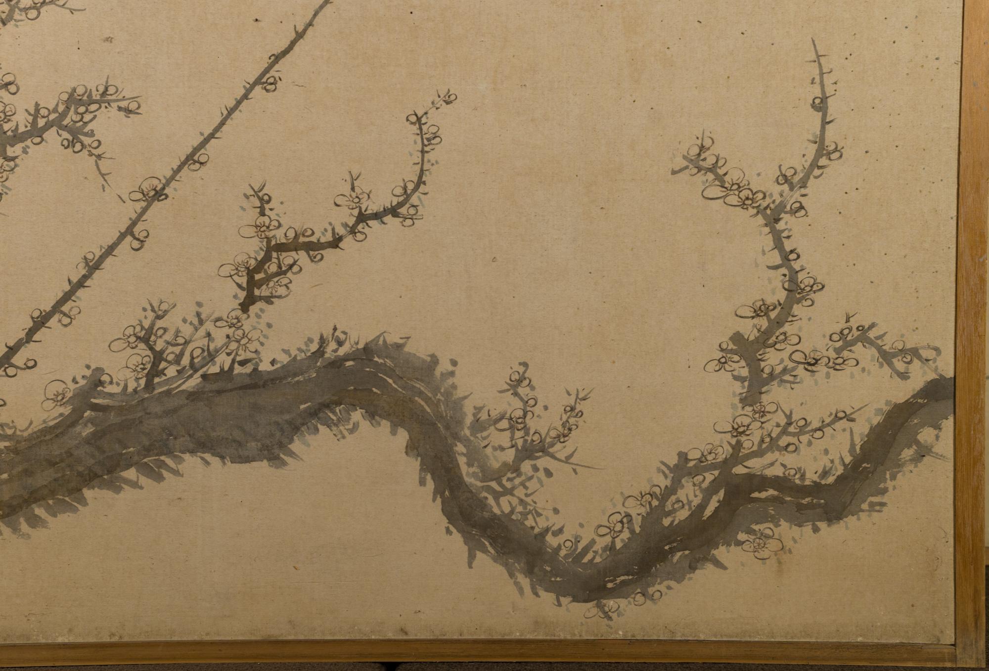 Japanese Four-Panel Screen Four Fusuma 'Sliding Doors' with Venerable Plum 2