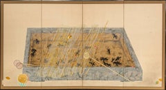 Japanese Four Panel Screen: Goldfish in a Fish Basin