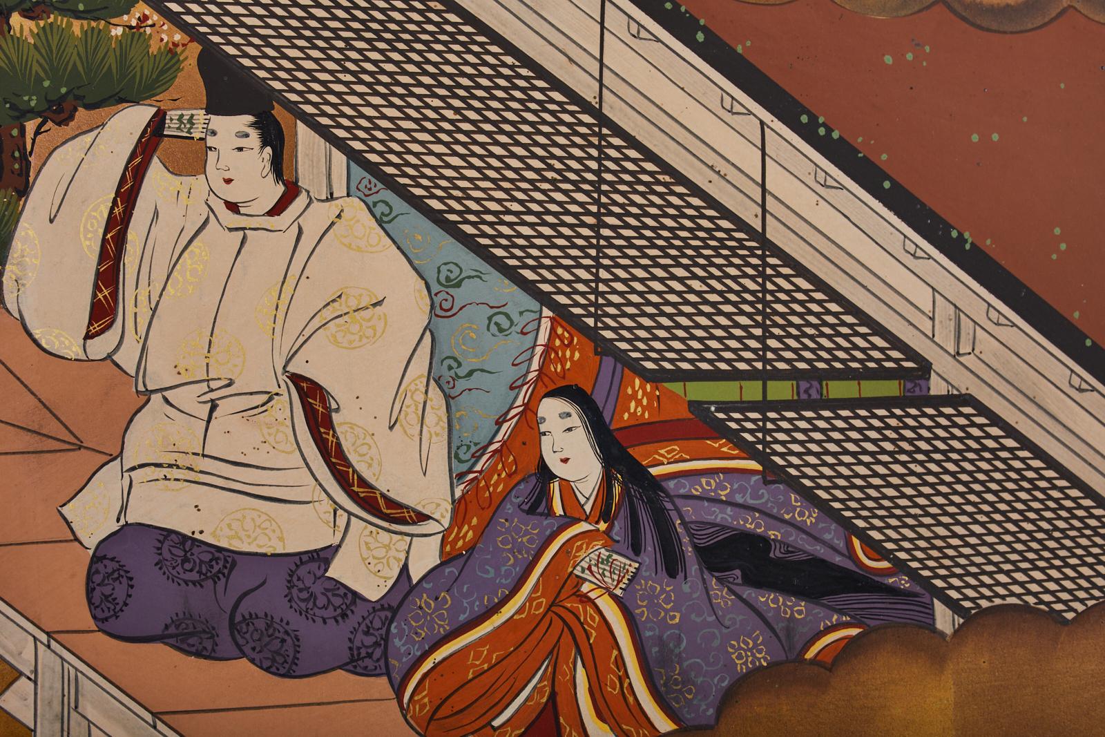 Japanese Four Panel Screen Heian Era Narrative Tale 6