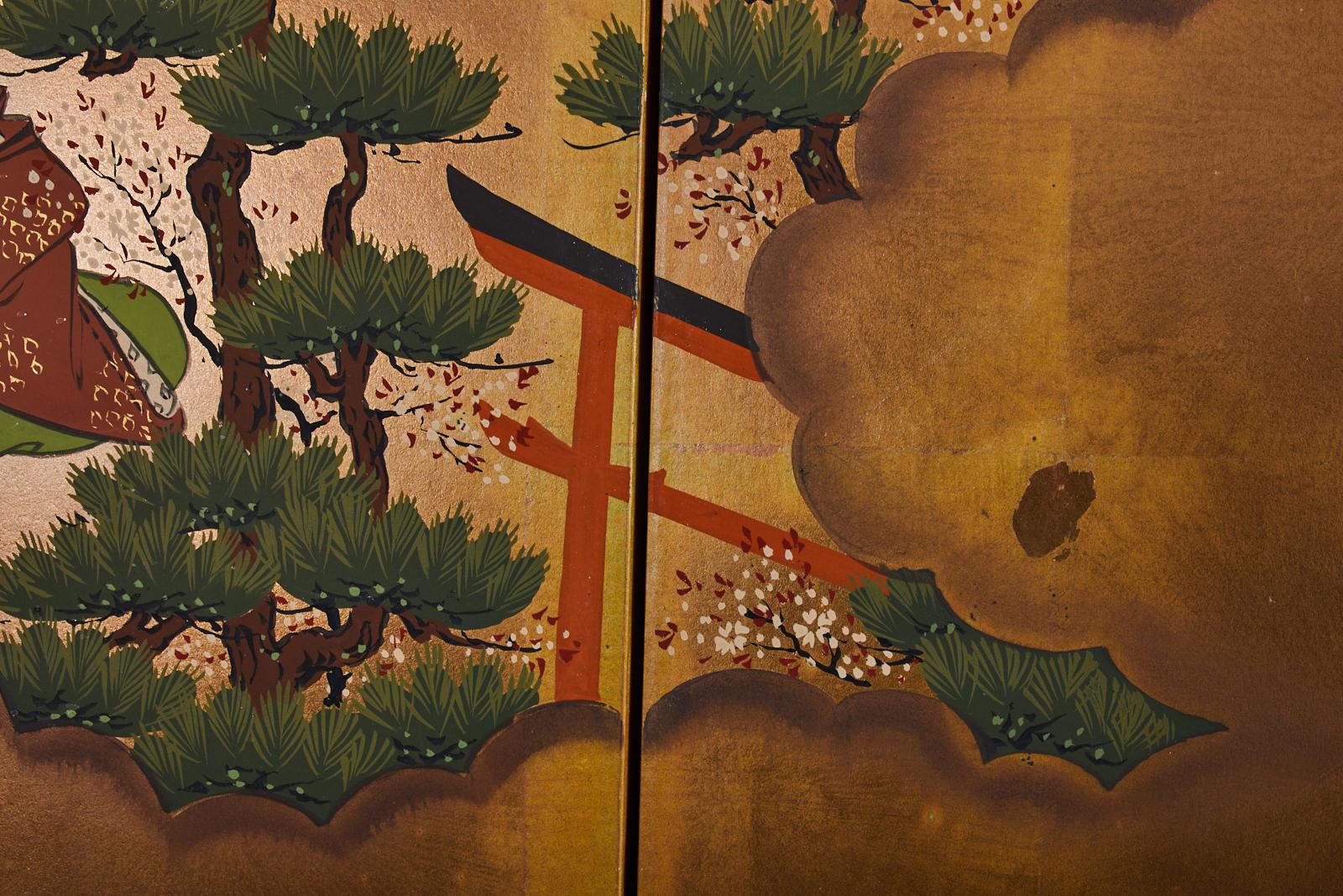 Japanese Four Panel Screen Heian Era Narrative Tale 12