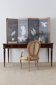 Japanese Four-Panel Screen Herons and Reeds