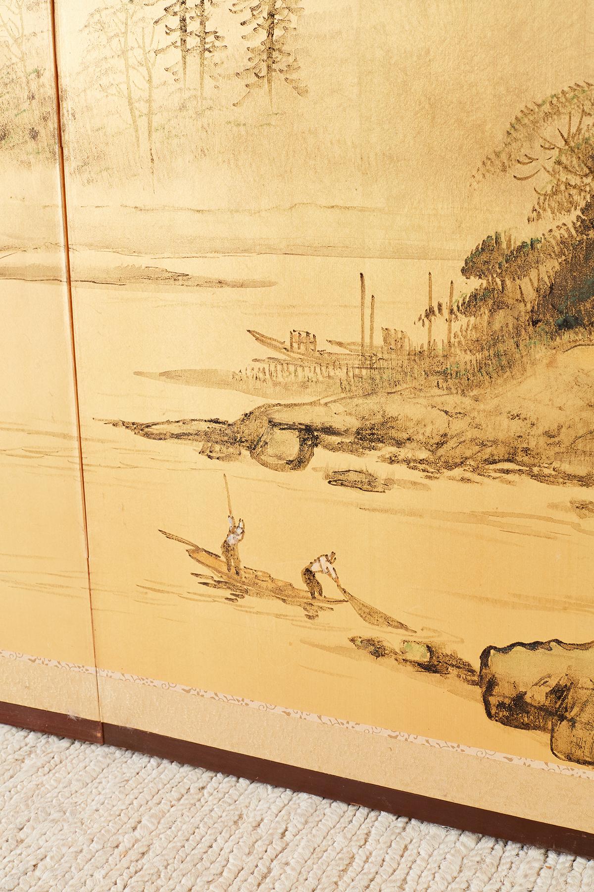 Japanese Four-Panel Screen Landscape with Fisherman 4