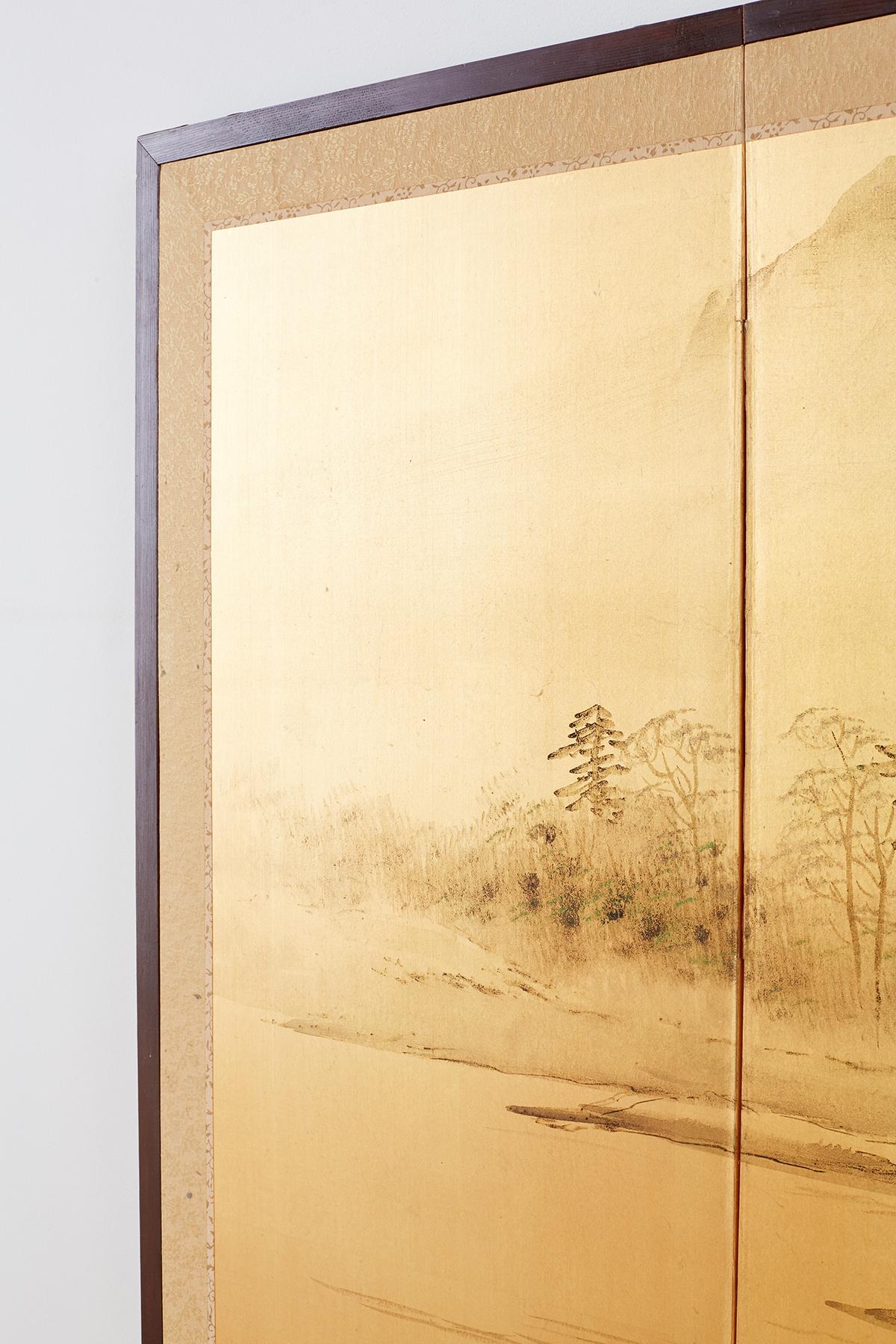 Japanese Four-Panel Screen Landscape with Fisherman 5