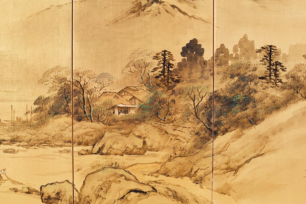 Japanese Four-Panel Screen Landscape with Fisherman 6
