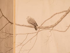 Japanese Four Panel Screen: Lone Dove