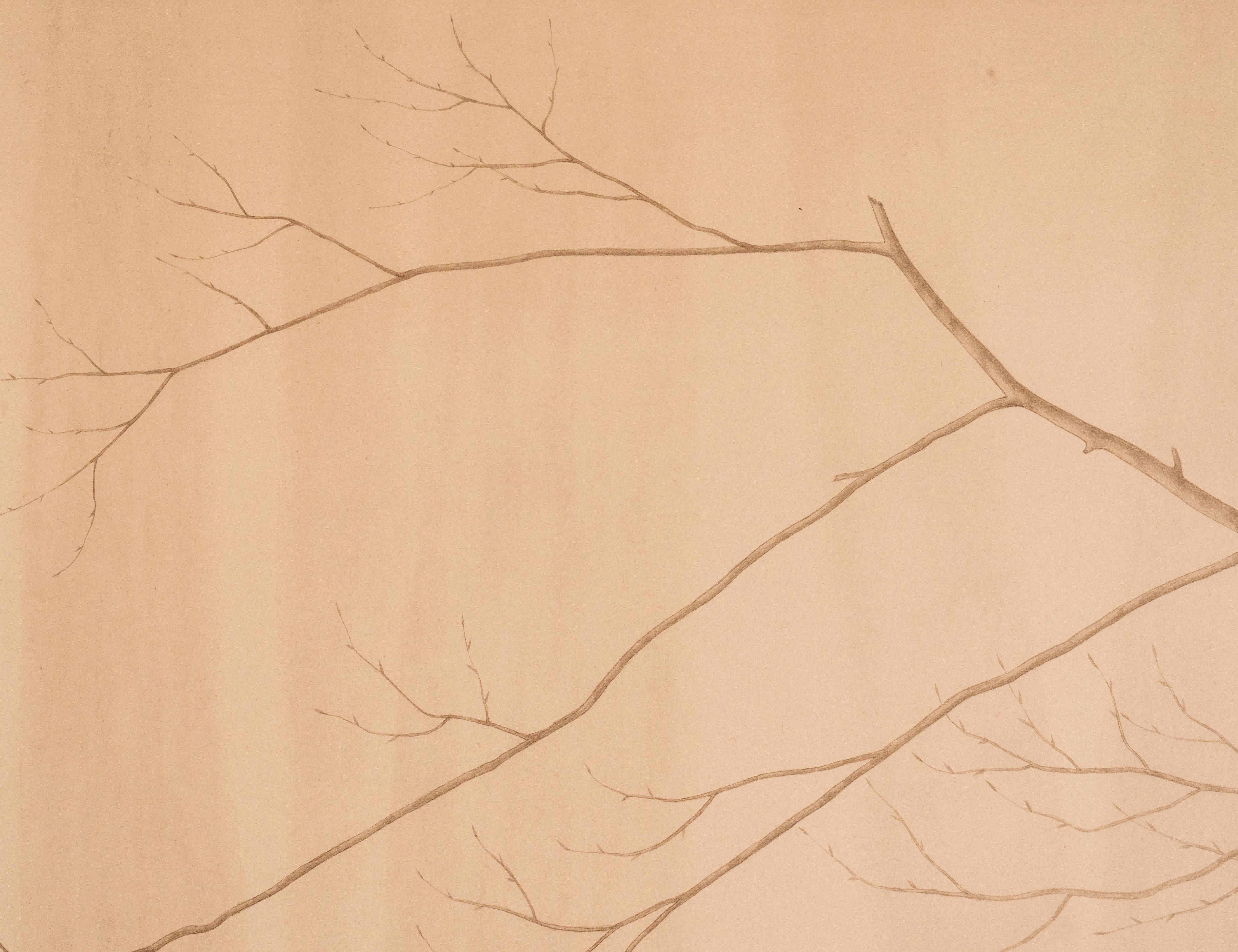 Japanese Four Panel Screen: Lone Dove en Bueno estado para la venta en Hudson, NY