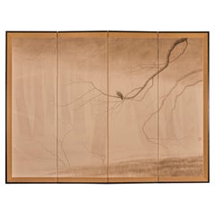 Japanese Four Panel Screen: Lone Dove
