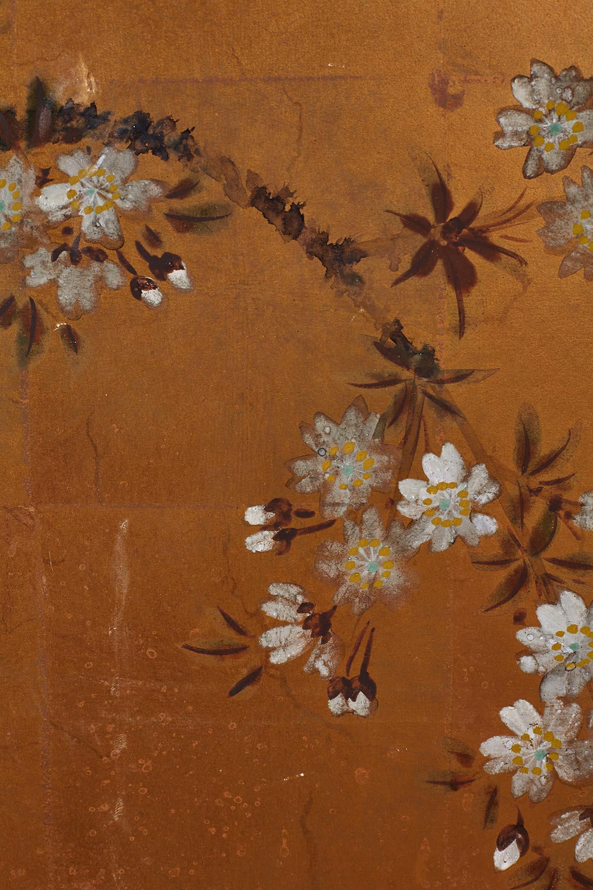 Japanese Four-Panel Screen of Birds in Prunus 8