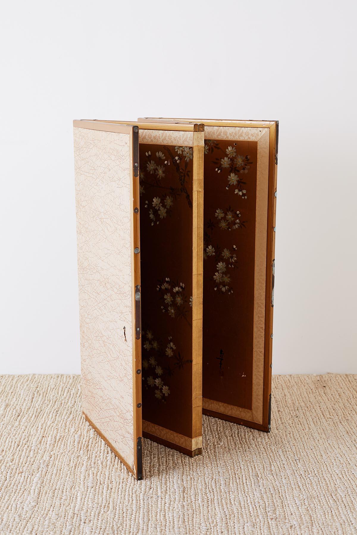 Japanese Four-Panel Screen of Birds in Prunus 10