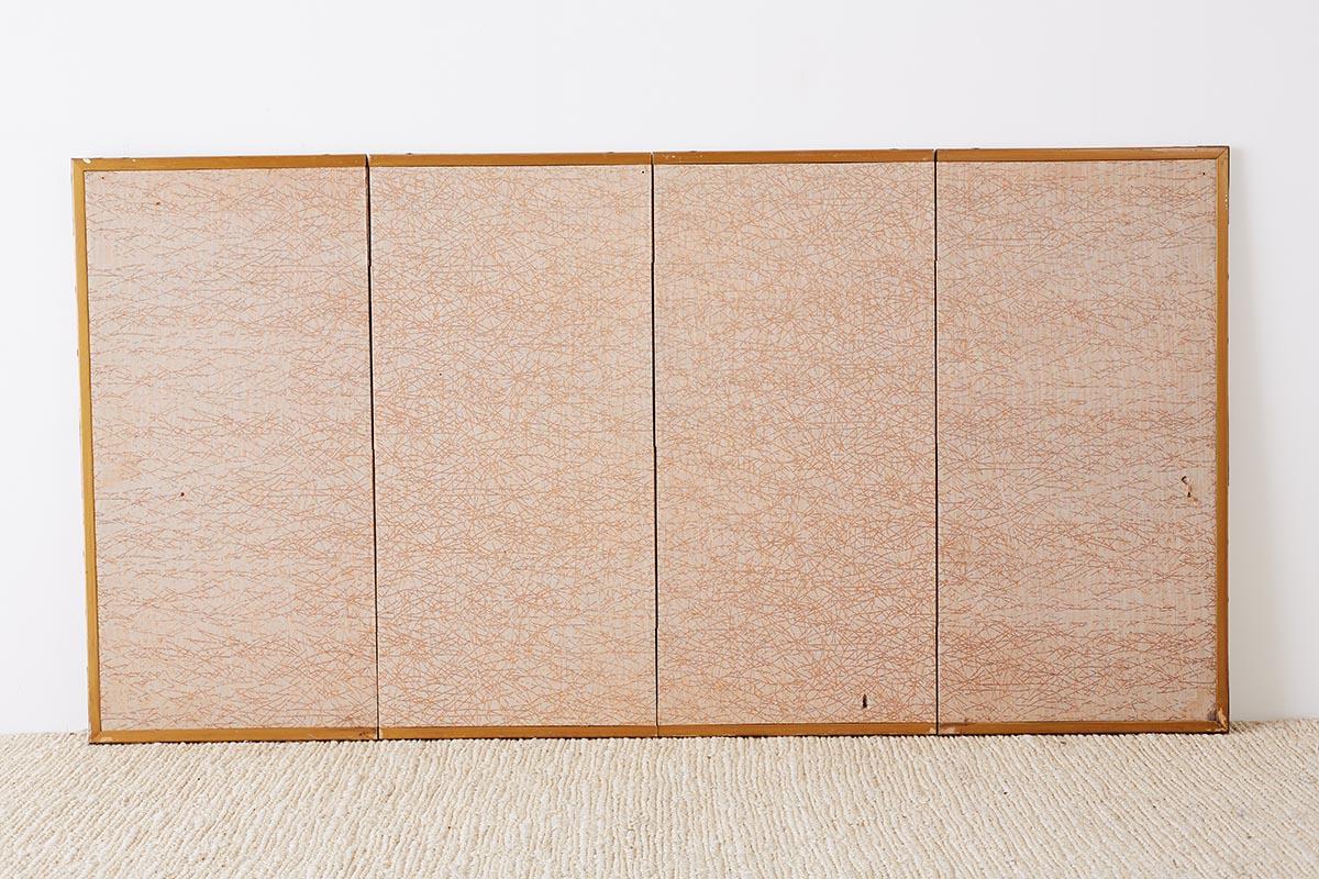 Japanese Four-Panel Screen of Birds in Prunus 11