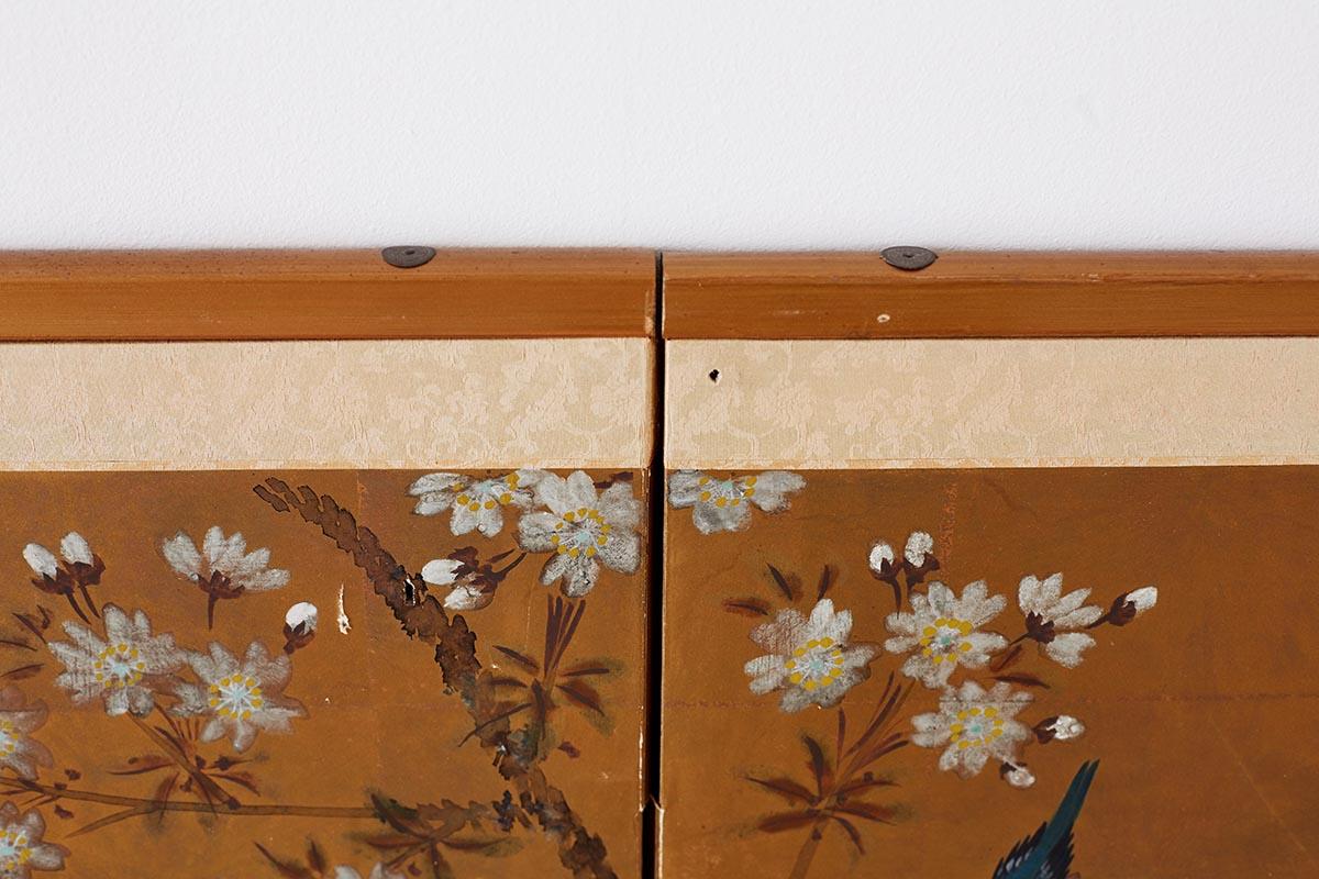 Japanese Four-Panel Screen of Birds in Prunus 13
