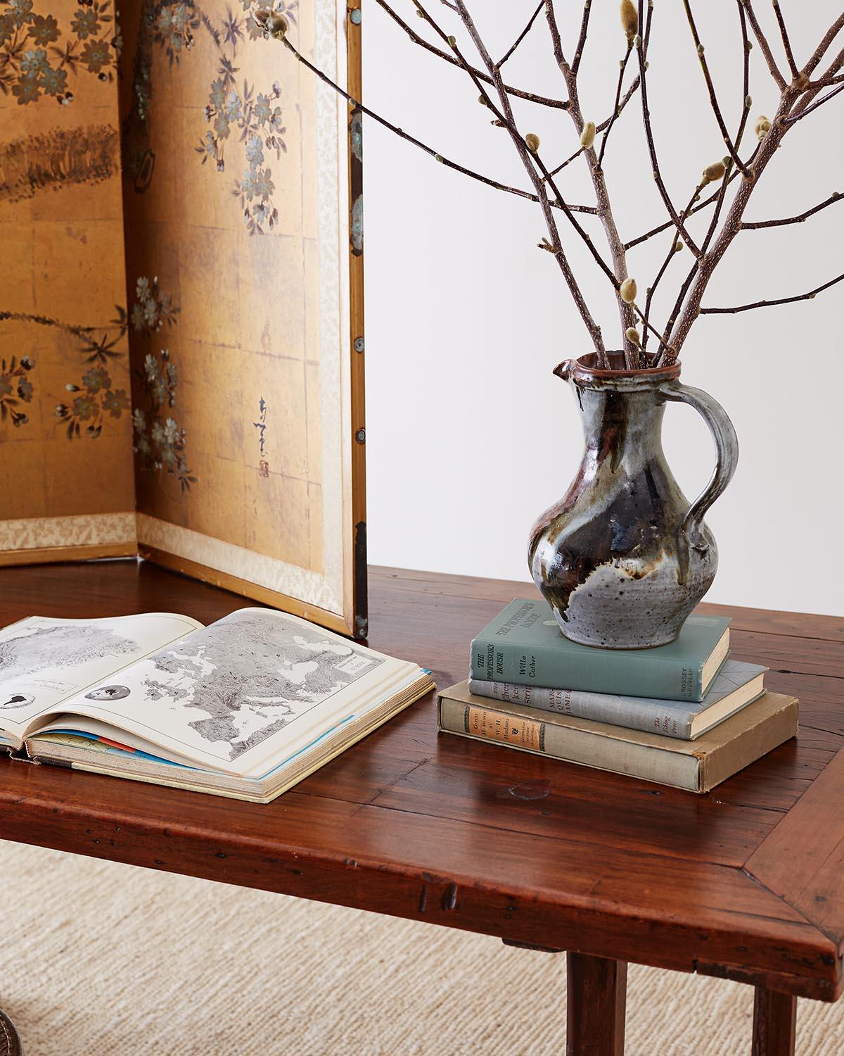 Brass Japanese Four-Panel Screen of Birds in Prunus