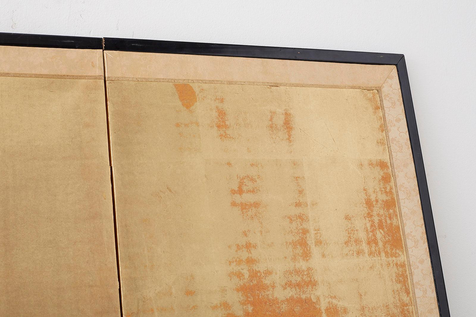 Japanese Four-Panel Screen Pine and Maple on Silk 7