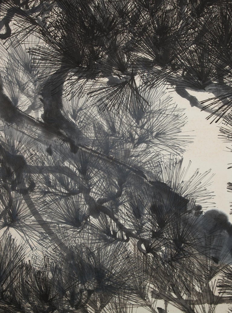 Japanese Four Panel Screen Pine Tree at 1stDibs