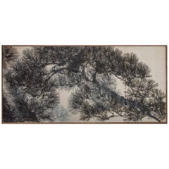 Japanese Four Panel Screen Pine Tree