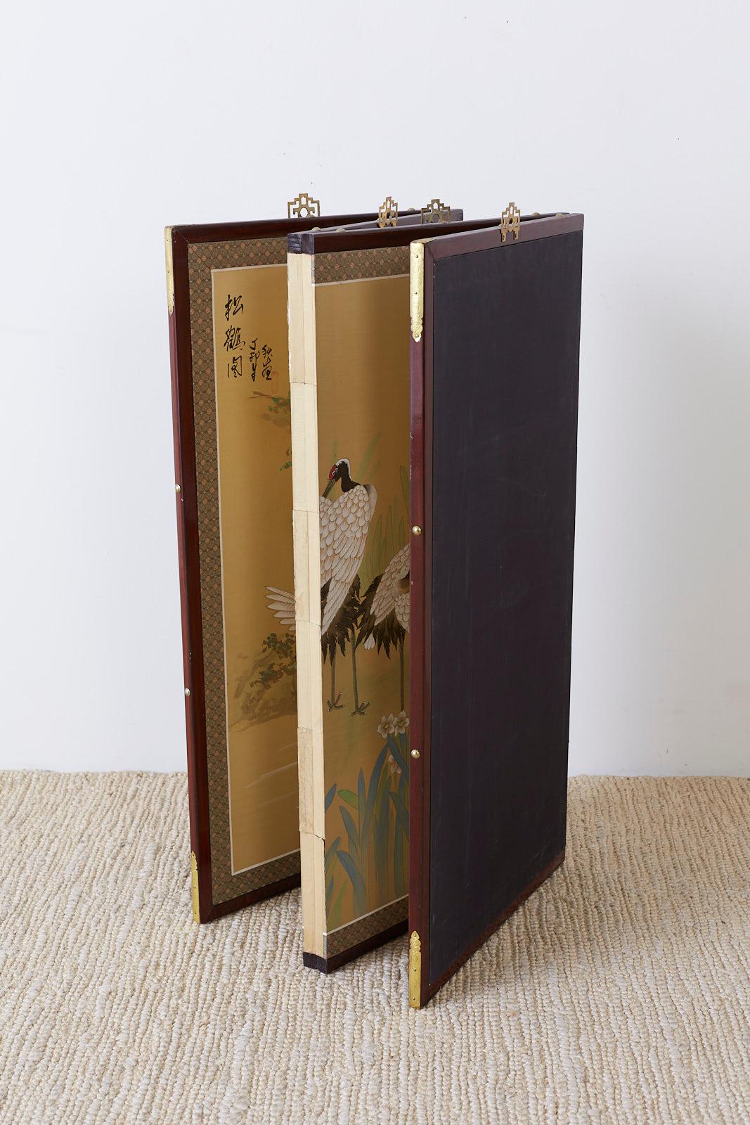 Japanese Four-Panel Screen Red Crowned Cranes 12